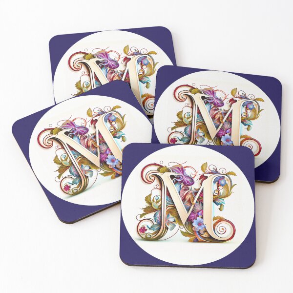 Item preview, Art Font Letter M: Art Nouveau Style, Unique and Colorful, White Background designed and sold by factory88.