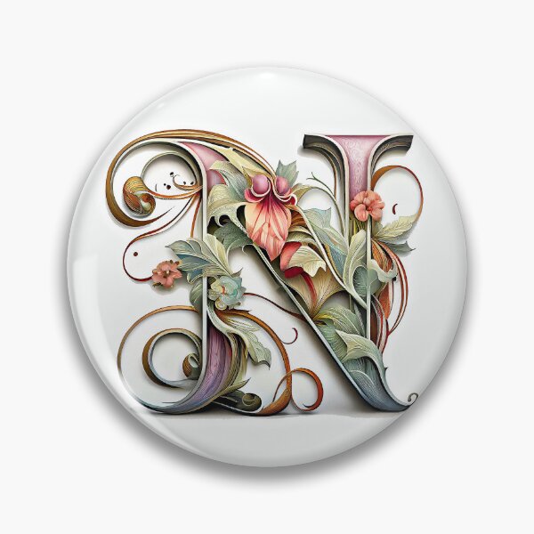 Item preview, Art Font Letter N: Art Nouveau Style, Unique and Colorful, White Background designed and sold by factory88.
