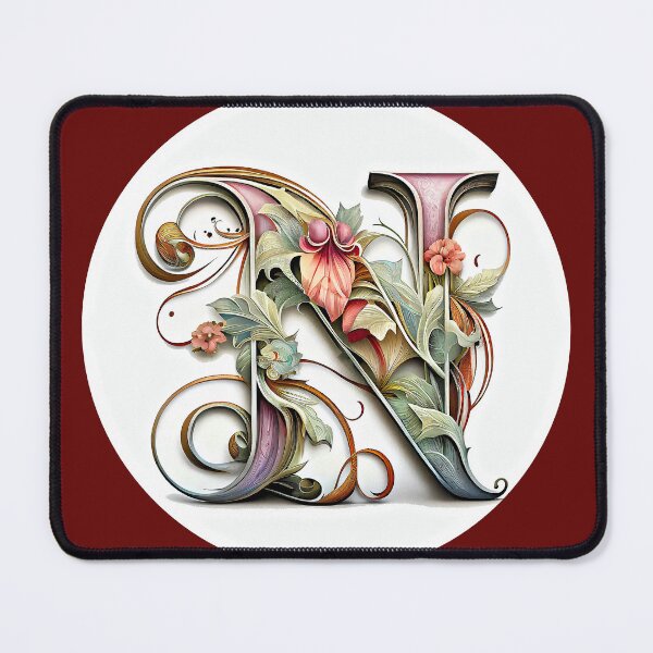 Item preview, Art Font Letter N: Art Nouveau Style, Unique and Colorful, White Background designed and sold by factory88.