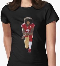 Colin Kaepernick Kneeling Low Poly Women's Fitted T-Shirt