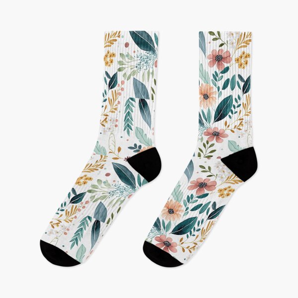 Item preview, Floral Garden Botanical Print with Spring Flowers and Leaves designed and sold by FloralFancy.