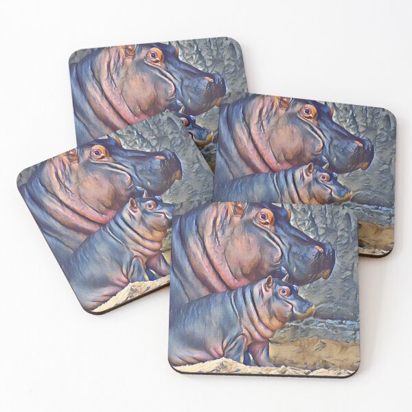 Item preview, Hippo and calf designed and sold by Sharon the Zoo Lady Photography .