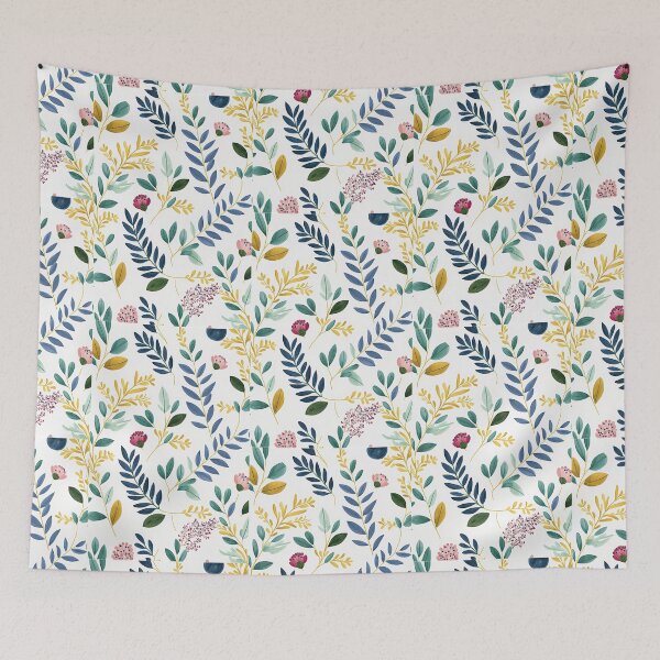 Item preview, Floral Garden Botanical Print with Spring Flowers and Leaves designed and sold by FloralFancy.