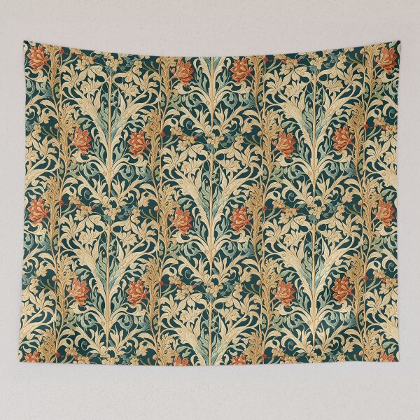 Item preview, Floral Garden Botanical Print with Fall Flowers and Leaves designed and sold by FloralFancy.