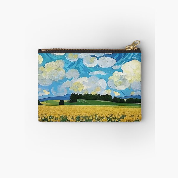 Item preview, Field of Yellow Flowers Below a Cloud Filled Sky Van Gogh Style Painting designed and sold by sunflowerlight.