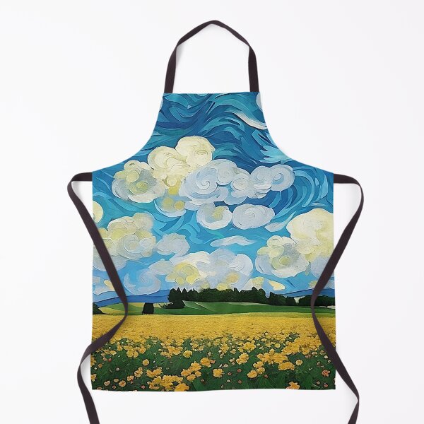 Item preview, Field of Yellow Flowers Below a Cloud Filled Sky Van Gogh Style Painting designed and sold by sunflowerlight.