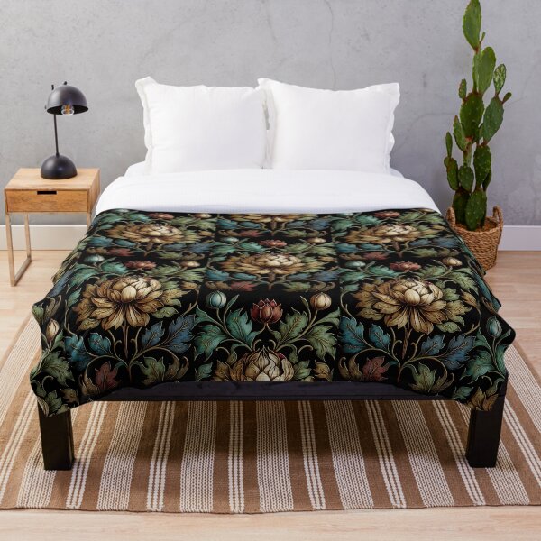 Item preview, Floral Garden Botanical Print with Black Background designed and sold by FloralFancy.