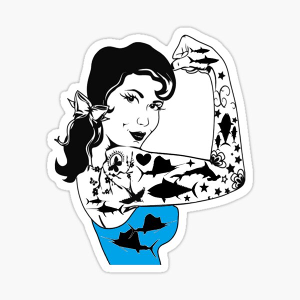 Bluefin Tuna Rider Fishing PinUp Girl Sticker for Sale by Mary