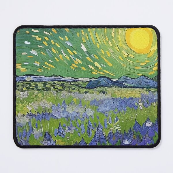 Item preview, Painting of a Field of Purple Flowers against a Van Gogh style Green Sky designed and sold by sunflowerlight.