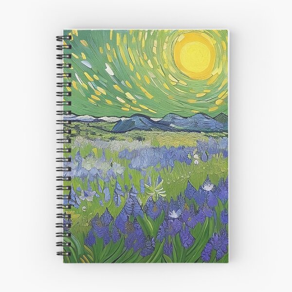 Item preview, Painting of a Field of Purple Flowers against a Van Gogh style Green Sky designed and sold by sunflowerlight.
