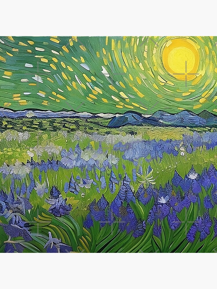 Painting of a Field of Purple Flowers against a Van Gogh style