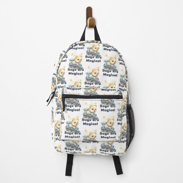 Item preview, Dogs are Magical: Cute Chibi Puppy Riding on a Light Blue Train with Stars designed and sold by JoyOfHopeStore.