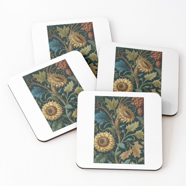 Item preview, Floral Garden Botanical Print with Fall Gold Flowers Sunflowers and Leaves designed and sold by FloralFancy.