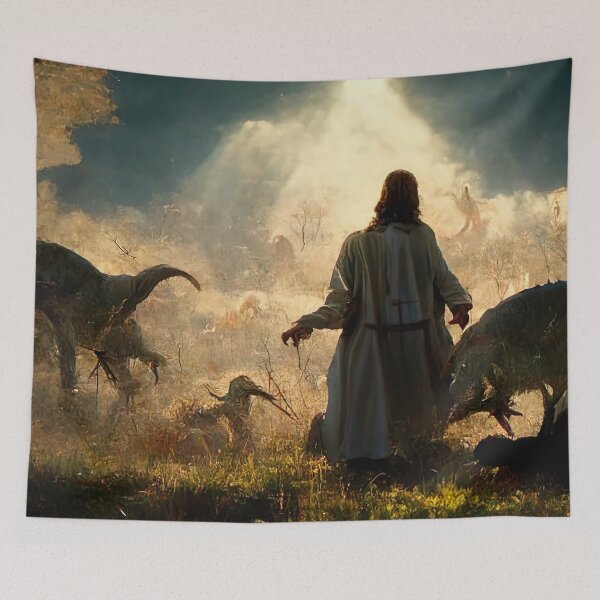 Item preview, Jesus hunting dinosaur designed and sold by SikstiNain.