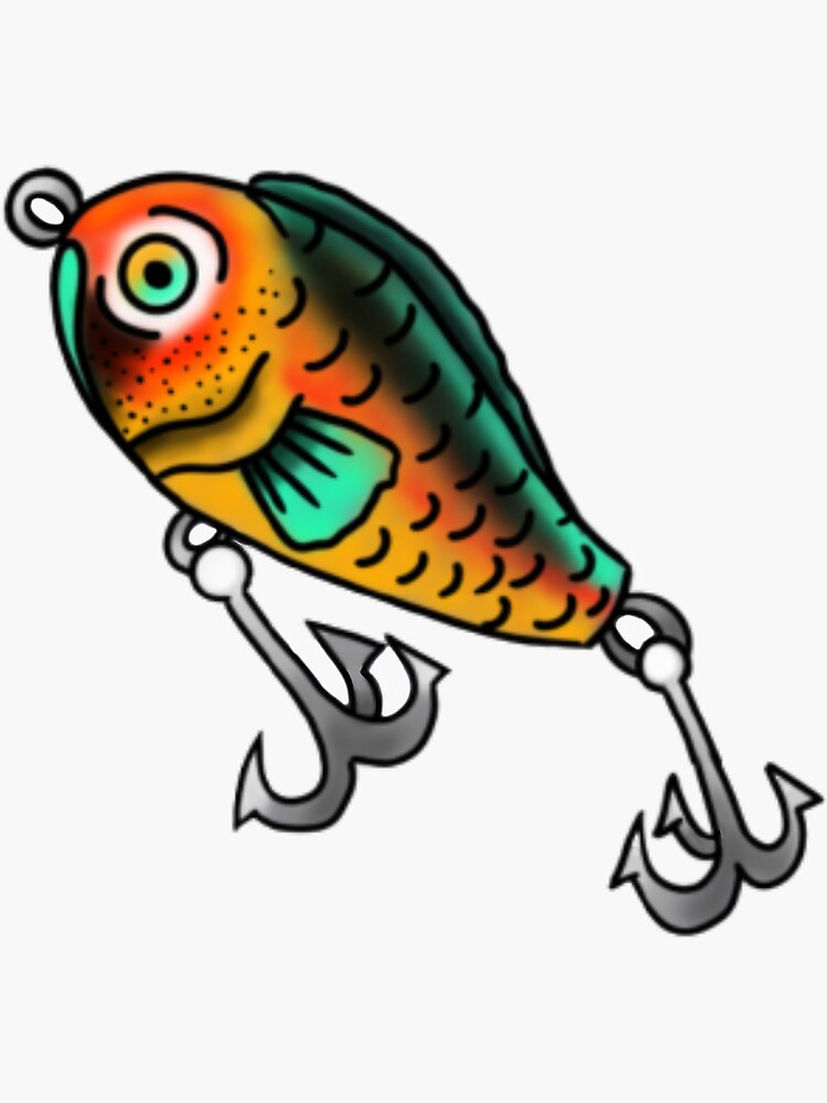 American Traditional Tattoo Fish Lure Design" Sticker for Sale by shutupmacc