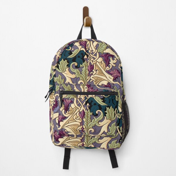 Item preview, Floral Garden Botanical Print with Gold Leaves and Purple Background designed and sold by FloralFancy.