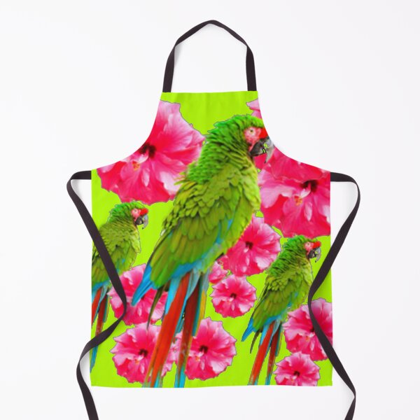 Item preview, GREEN MACAWS PINK HIBUISCUS CHARTREUSE GREEN ART designed and sold by sharlesart.