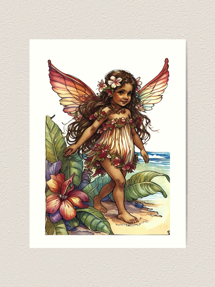 Tropical Flower Fairy Girl Cute Hawaii Cicely Mary Barker Art Print