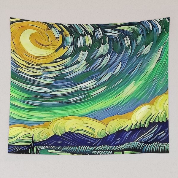 Item preview, Van Gogh Style Swirling Stars Above Misty Mountains designed and sold by sunflowerlight.