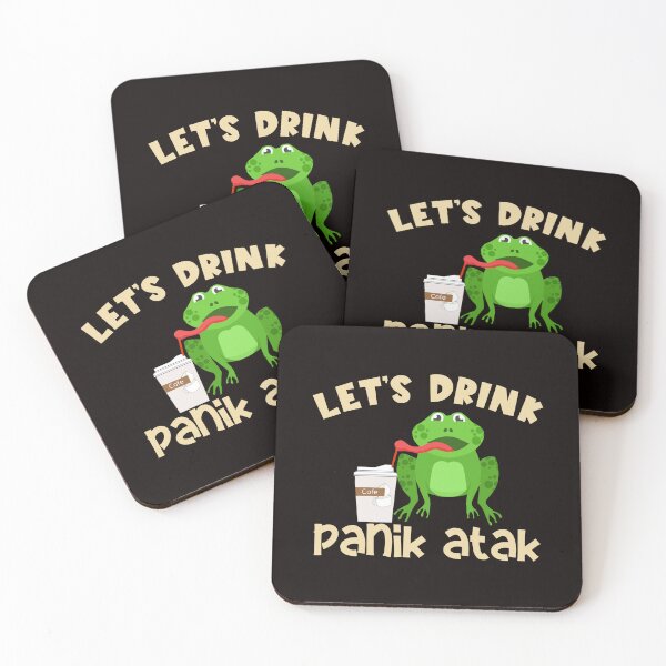 Item preview, Let's Drink Ice Cofy Panik Atak - Funny Green Frog Drinking Ice Cofy designed and sold by leo121687.