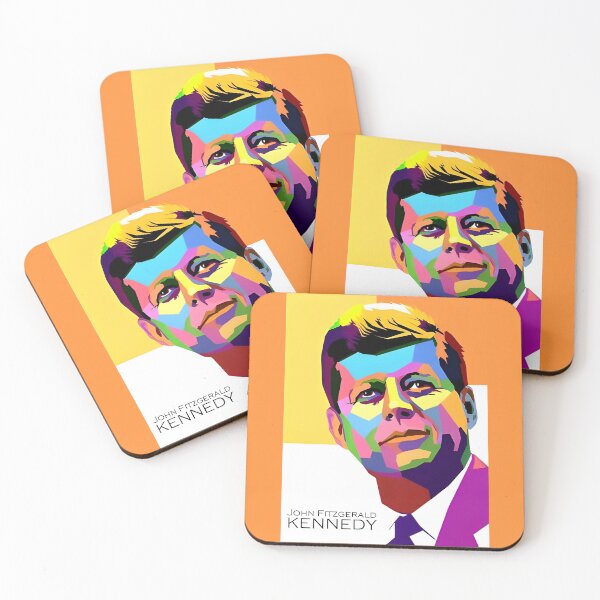 Item preview, John Fitzgerald Kennedy colorful artwork designed and sold by PoliticsPrint.