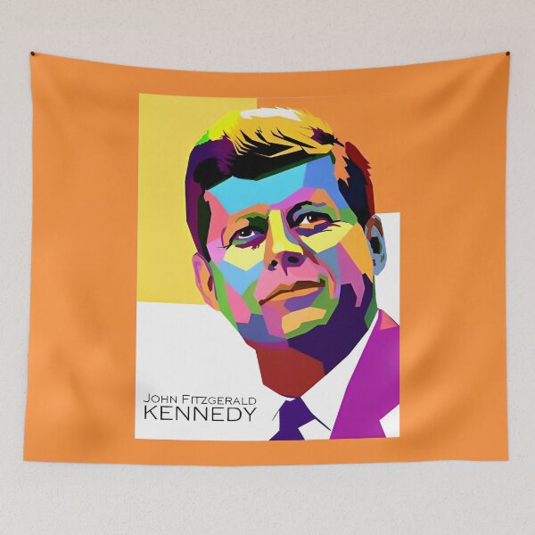 Item preview, John Fitzgerald Kennedy colorful artwork designed and sold by PoliticsPrint.