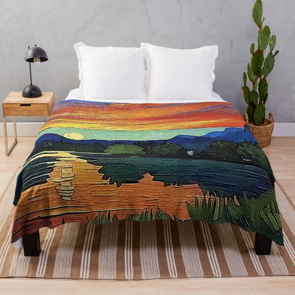 Item preview, Cuadro Amanecer sobre el agua y el cielo estilo Van Gogh designed and sold by sunflowerlight.