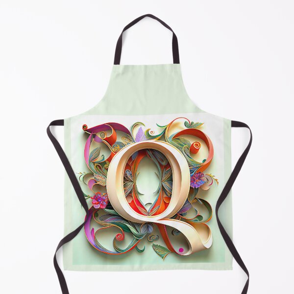 Item preview, Art Font Letter Q: Art Nouveau Style, Unique and Colorful, Light Green Background designed and sold by factory88.