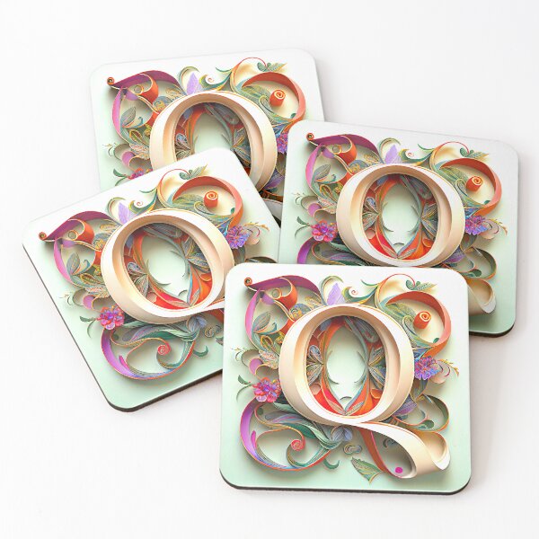 Item preview, Art Font Letter Q: Art Nouveau Style, Unique and Colorful, Light Green Background designed and sold by factory88.