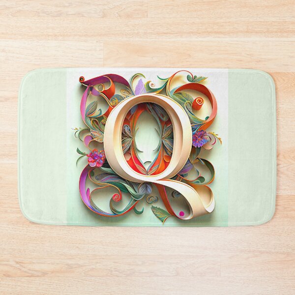 Item preview, Art Font Letter Q: Art Nouveau Style, Unique and Colorful, Light Green Background designed and sold by factory88.