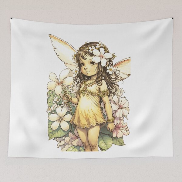 Item preview, Plumeria Pikake Flower Fairy Girl Cute Hawaii Cicely Mary Barker designed and sold by peachycrossing.