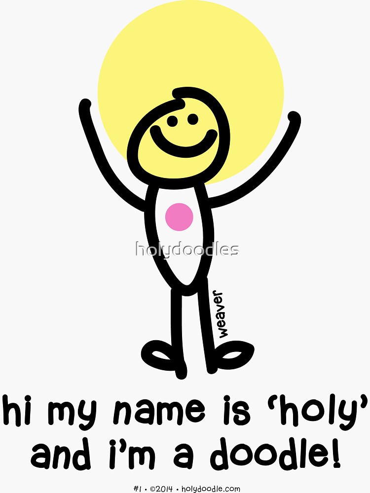 Thumbnail 3 of 3, Sticker, hi my name is 'holy' and i'm a doodle! designed and sold by holydoodles.