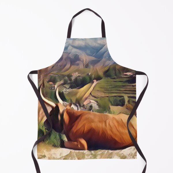 Item preview, Resting Brown Long horned Cow Mountain top view designed and sold by FarmsteadAcers.