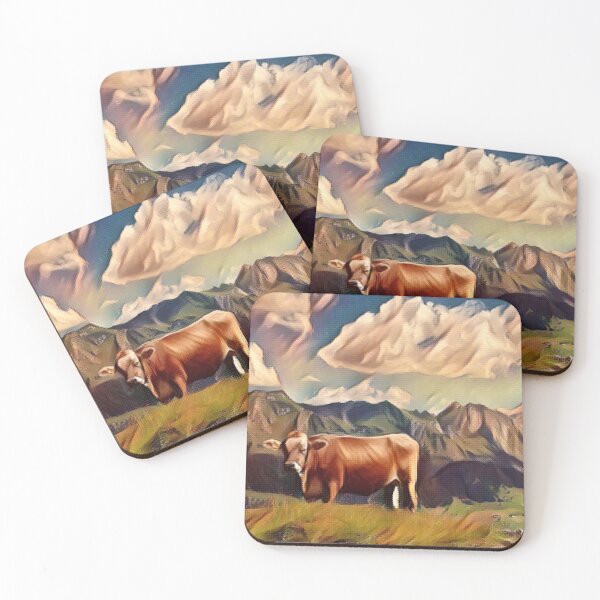 Item preview, Sunny Farm land with Big Brown Farm Cow designed and sold by FarmsteadAcers.