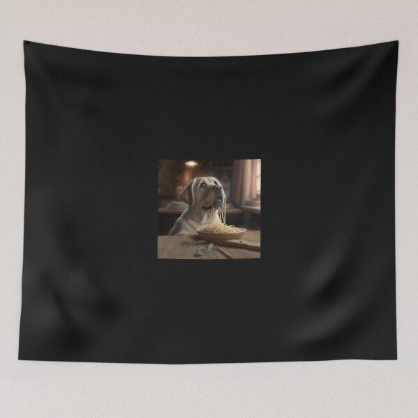 Item preview, Cute 3D labrador dog eating spaghetti designed and sold by ARTeez⭐️⭐️⭐️⭐️⭐️.