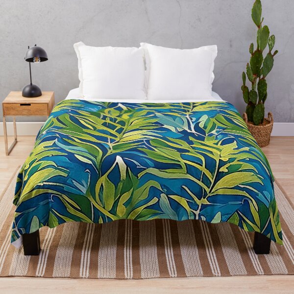 Item preview, Abstract Green Leaves with Blue Green Leaves and Background Van Gogh Style Pattern designed and sold by sunflowerlight.