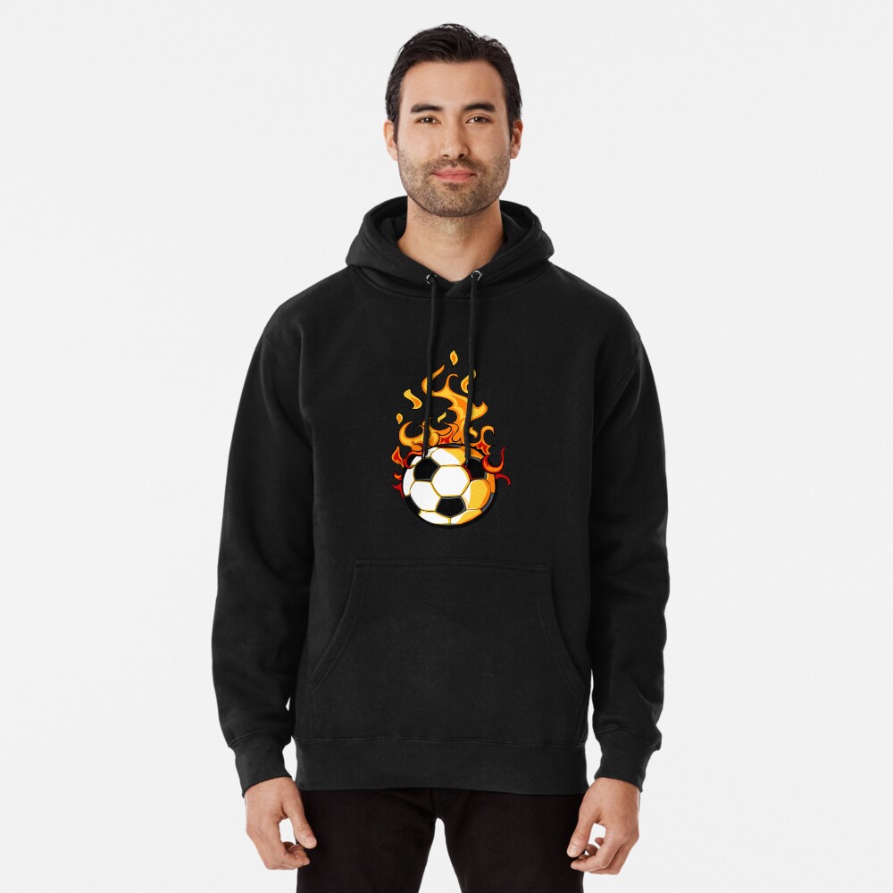 Flaming Soccer Ball Pullover Hoodie