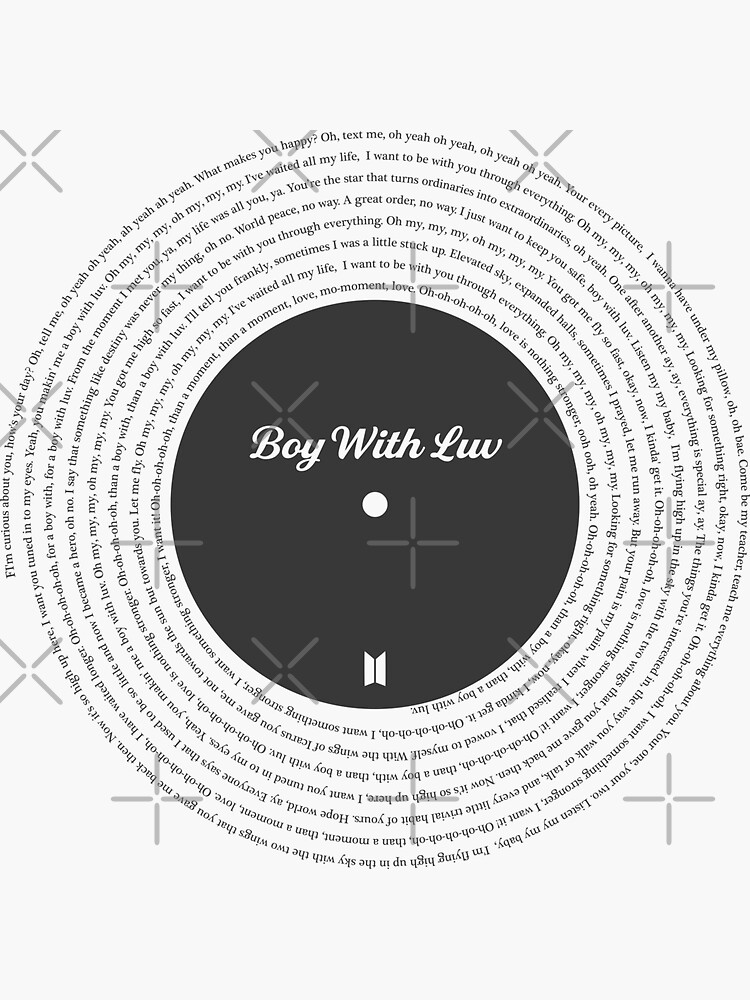 "BTS Boy With Luv Lyric Vinyl Black" Sticker for Sale by LlioMadeThis