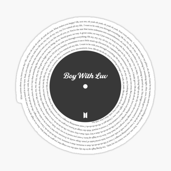 Bts Boy With Luv Lyric Vinyl Black Sticker For Sale By Llio Made This