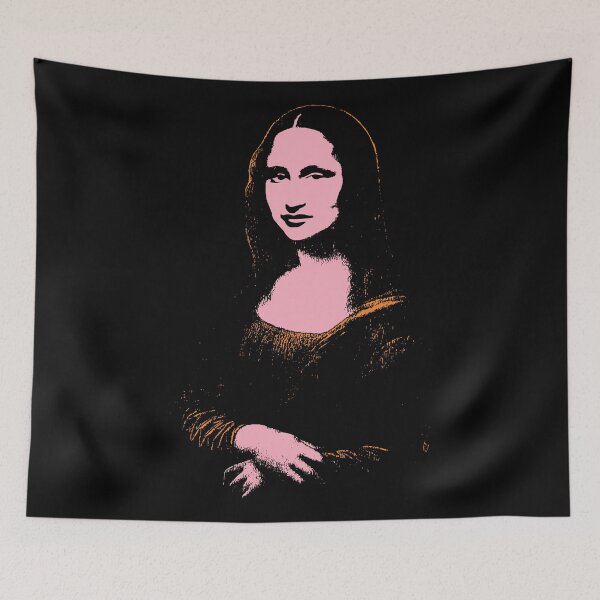 Item preview, The Mona Lisa 80s colors Minimal Mona Lisa street art on default black background  designed and sold by pelagio.