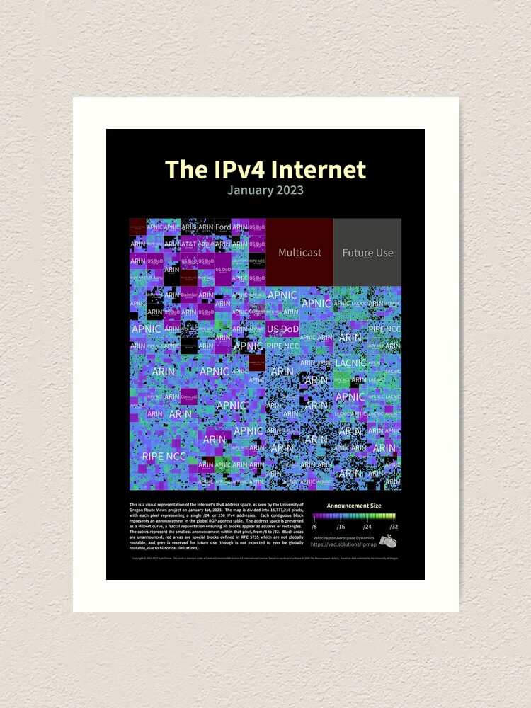Imagen 1 de 3, Lámina artística con la obra Internet IPv4 - Enero 2023, diseñada y vendida por vadco.