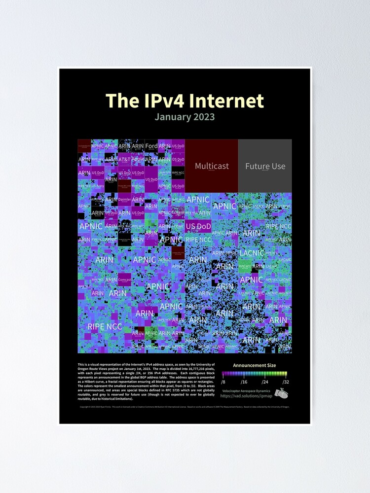 Thumbnail 1 of 3, Poster, The IPv4 Internet - January 2023 designed and sold by vadco.