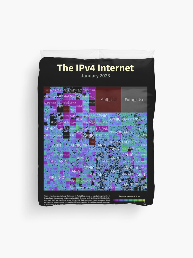 Thumbnail 1 of 2, Duvet Cover, The IPv4 Internet - January 2023 designed and sold by vadco.