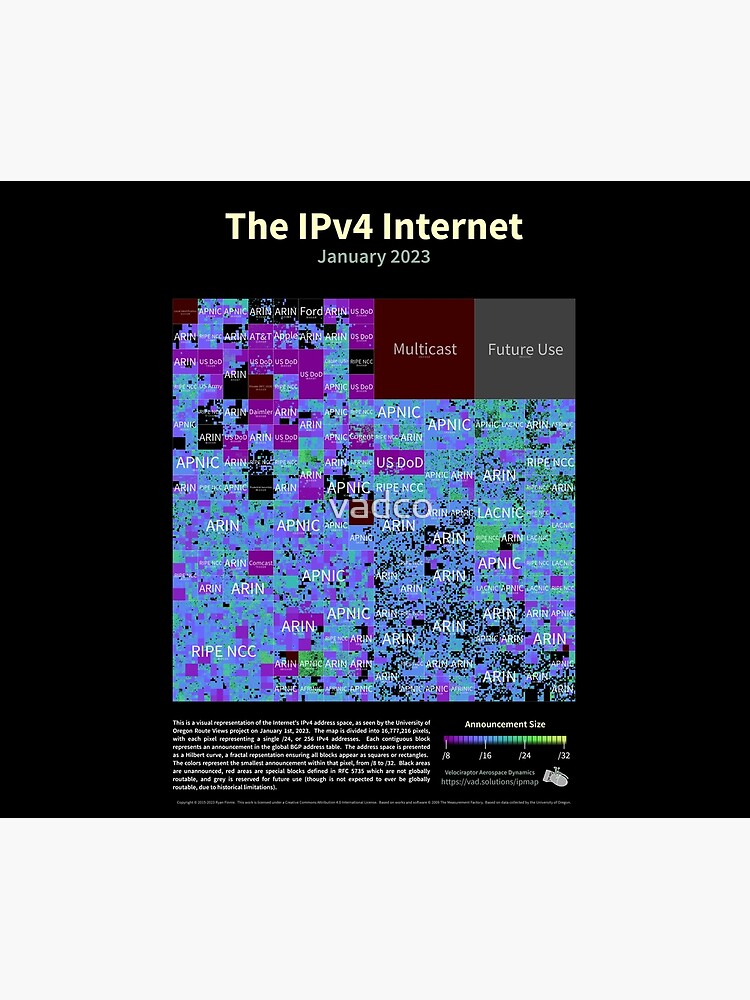 Thumbnail 2 of 2, Duvet Cover, The IPv4 Internet - January 2023 designed and sold by vadco.