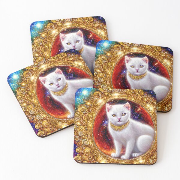 Item preview, White Cat with Golden Necklace designed and sold by Elisabeth Lucas.