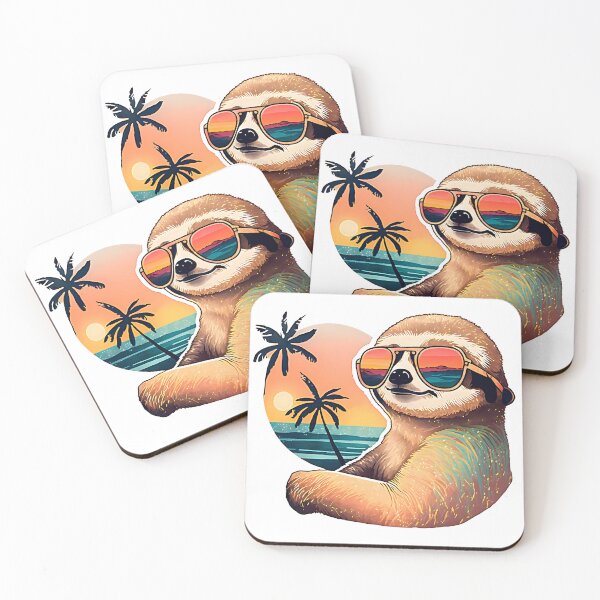 Item preview, Sunset Sloth | Vintage Sloth | Summer Sloth | Beach Sloth designed and sold by CosmicLoots.