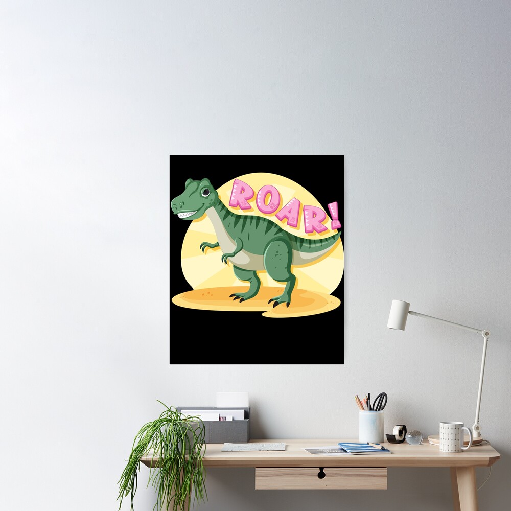 ARTE DIGITAL PARA POSTER/QUADRO - DINOSSAUROS CUTE / ROAR