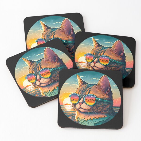 Item preview, Sunset Cat | Vintage Kitty | Summer Cat | Beach Cat designed and sold by CosmicLoots.