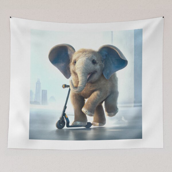 Item preview, Elephant on a Kick Scooter designed and sold by yellowveggiez.