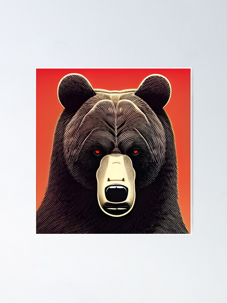 modern-comic-book-art-angry-black-bear-face-poster-for-sale-by